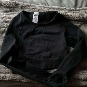 Gymshark black athletic cropped long sleeve